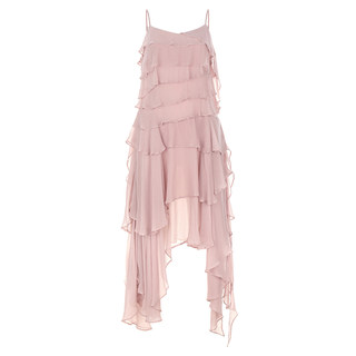 Wanatry ruffled layered asymmetrical suspender skirt