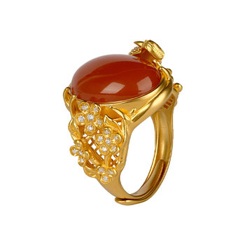 Gongdu imperial city - inlaid craftsmanship of pure gold ring at the end of happy brow