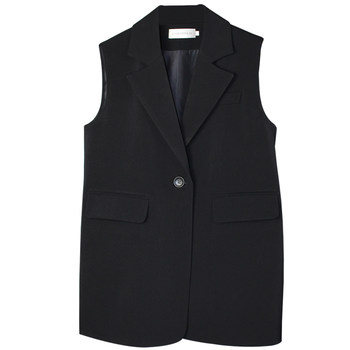 2024 New Korean Style Suit Vest Women Spring and Autumn Mid-Length Suit Vest Jacket Vest Wear Outside a Waistcoat