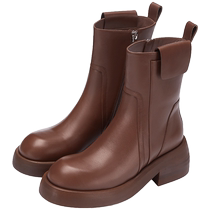 73hours Womens Shoes Cure Hot Winter New Solid Color Glossy Thick Sole Thick Heel Workwear Womens Boots Short Boots