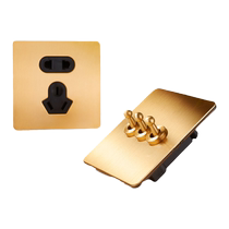 Hanwang high-end retro golden stainless steel brushed switch socket panel anti-shock decoration B&B hotel home decoration