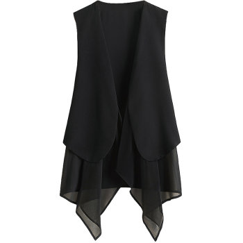 Sibaishe Irregular Vest 2024 Spring New Women's Fashion Commuting Design Sleeveless Splicing Chiffon Vest