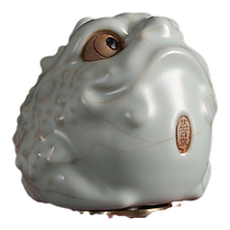 Золотистый тоуд чайная ложка денег может поднять бутик Ru kiln фарфоровый чай играть в чайные настольный аксессуары чайные украшения 3-футовый жаба