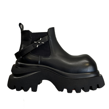 Korean style thick sole chelsea short boots for women