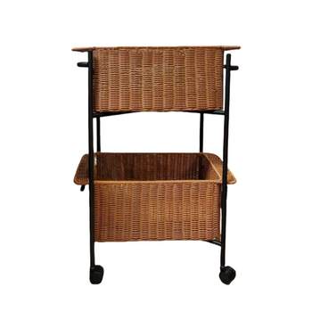 Hand-woven storage basket for storage rack