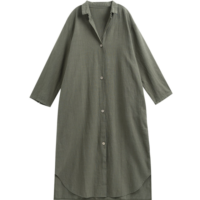 CHSSNIKE long-sleeved mid-length retro linen windbreaker