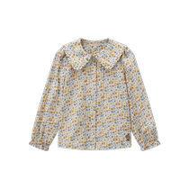 TeenieWeenie Kids Bear Childrens Clothing 24 Autumn New Girls Lace Large Lapel Long Sleeve Floral Shirt