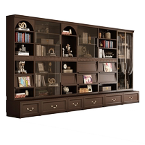 Xihe solid wood retro American living room combination bookcase multi-functional storage cabinet storage cabinet modern minimalist cabinet