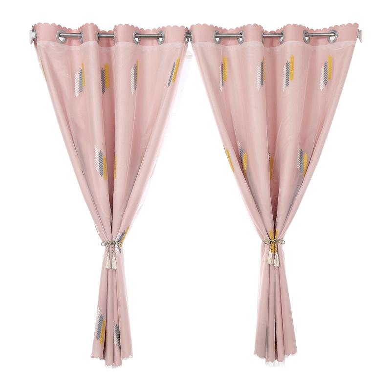 Installation of Nordic bay window curtains with fabric and gauze integrated without drilling