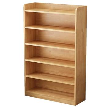Solid wood bookcase student home children's bookshelf floor-standing storage rack living room 2025 new storage cabinet integrated against the wall