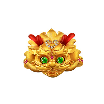 Palace quality ancient handmade gold unicorn ring solid gold diamond smart gold ring