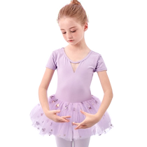 Childrens dance clothing summer short-sleeved girls tutu Chinese dance practice clothing toddler grade examination girl dance skirt