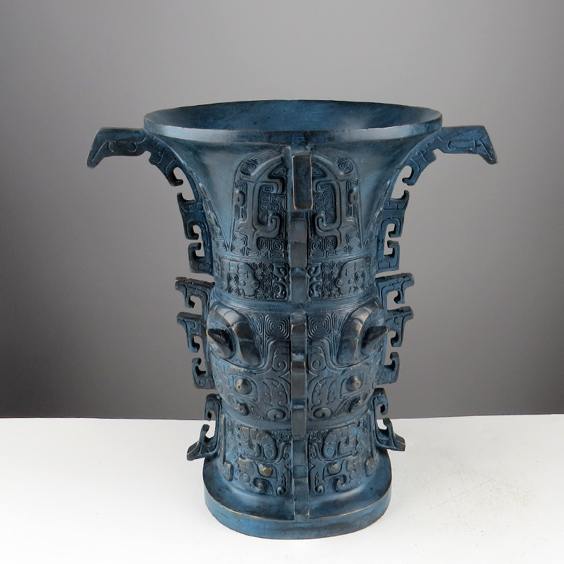 何尊】仿古青铜器中国铜尊饕餮尊古玩收藏品办公室铜工艺礼品-淘宝