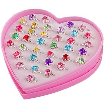 ແຫວນເພັດເດັກນ້ອຍ Princess Cute Cartoon Colorful Diamond Frosted Flowers Children's Jewelry Accessories Set Gift