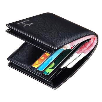 Deli Kangaroo Leather Wallet Men's Short Large Capacity Trendy Brand Student Bag with Zipper Driver's License ກະເປົາເງິນຜູ້ຊາຍ