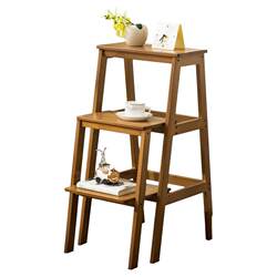 Solid Wood Ladder Stool, Foldable Stool for Home Use, Multifunctional Kitchen and Living Room Dual-Use Step Stool, High Stool