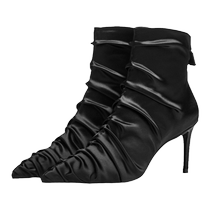 SW STUART RUCHE 75 BOOTIE spring new pleated womens pointed toe stiletto short boots and socks boots