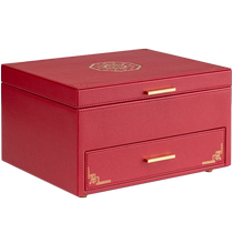 Newlywed wedding jewelry box 2024 new three gold hardware jewelry box for the brides best friend festive red gift box