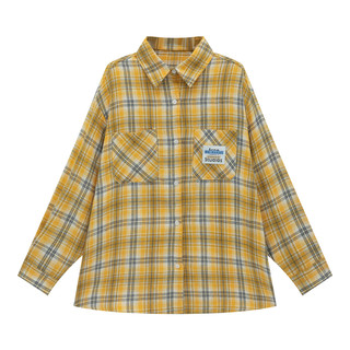 【限时价】橘子树在哪儿美式复古格子衬衫女秋季百搭情侣衬衣外套