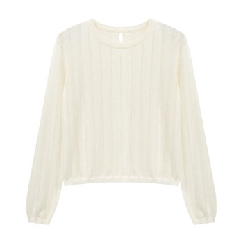 Baijiahao round neck hollow pit short sweater
