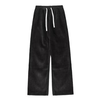 @香港牌 literary men's casual pants men's spring and autumn style Japanese retro boys 'wheat ear pattern sports pants straight style ຂອງຜູ້ຊາຍ