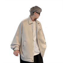 V37 American long-sleeved jacket for men 2024 spring and autumn new loose casual high street handsome trendy lapel jacket