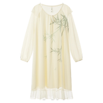 Gongdie (nouveau style chinois) pyjama antibactérien 7A pour femmes printemps et automne chemise de nuit en coton modal à manches longues vêtements de maison