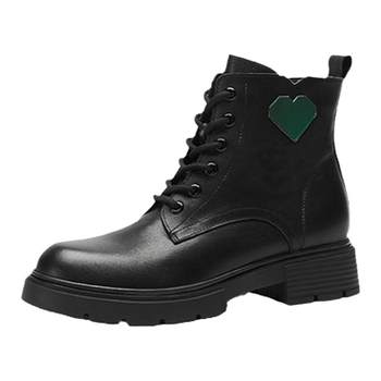 Sachi genuine leather women's short boots thick heel round toe martin boots