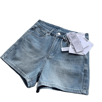 Retro denim shorts for women summer thin high-waisted pear-shaped figure plus size elastic slimming a-line wide-leg pants hot pants