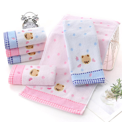 Children's towel children's towel pure cotton face wash household small rectangular cotton soft absorbent household small towel