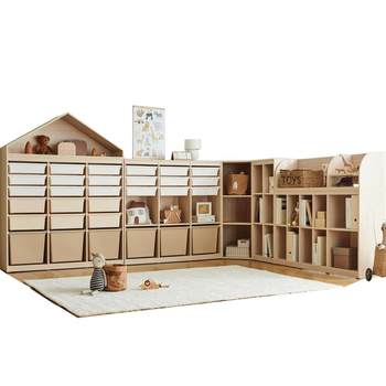 Log style children's toy storage cabinet picture book shelf