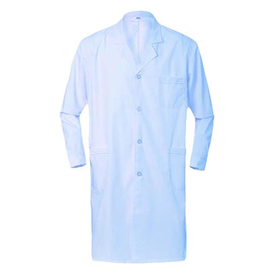 蓝色医生服白大褂工作服长袖松紧袖实验服男口腔药店护士服蓝大褂