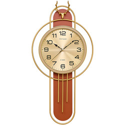 Kangbas Living Room Silent Wall Clock Solid Wood New Chinese Style Clock Light Luxury Clock Decoration Chinese Style Fashionable Wall-Mounted Metal Clock