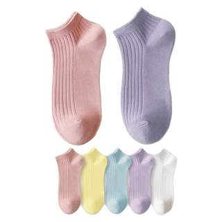 短袜子女士吸汗防臭春夏季透气运动中短筒低帮无骨外传美腿堆堆袜