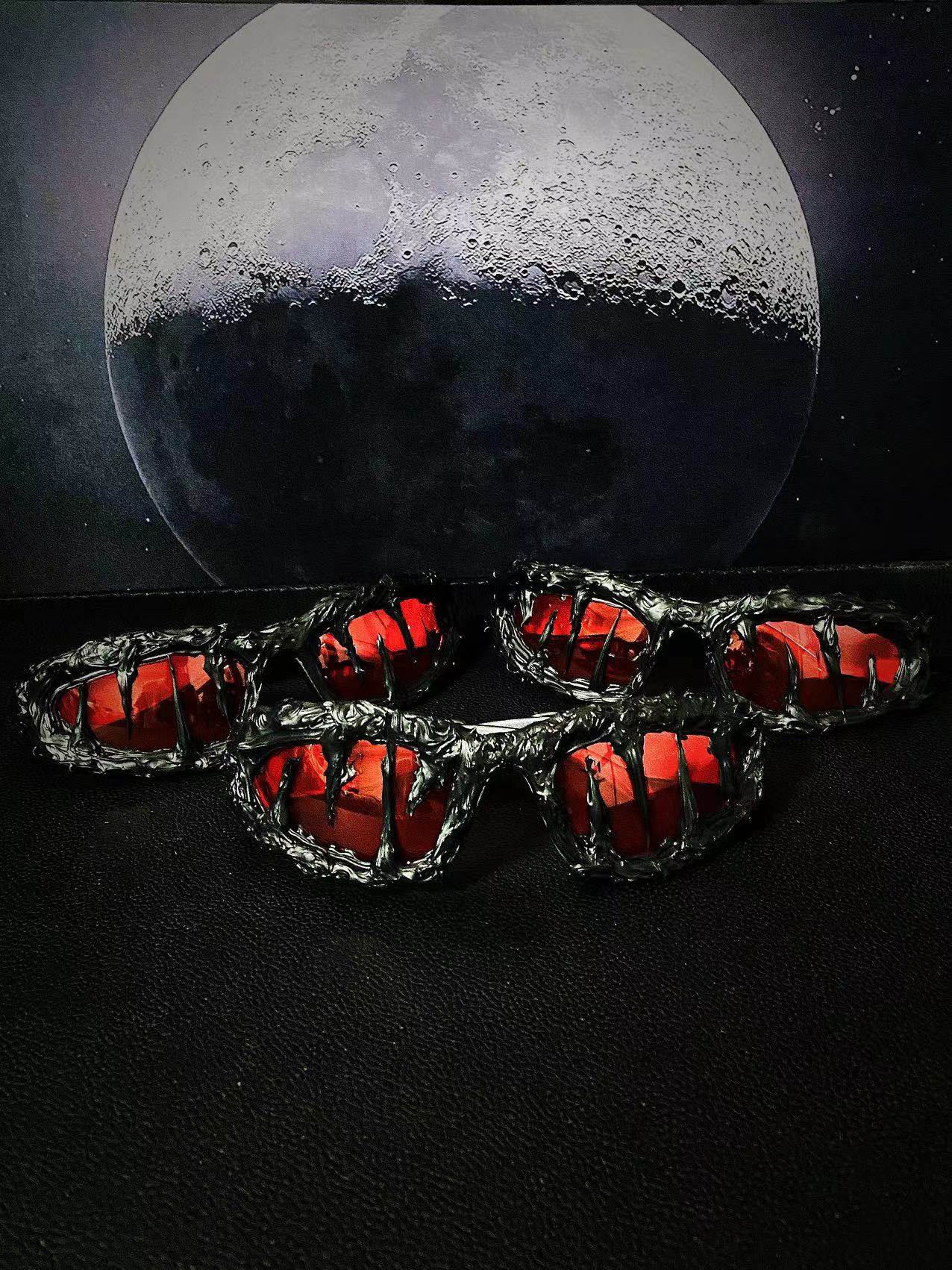 [In Stock] Pi0neeR Avant-garde Streetwear - Handmade Epoxy Resin Sunglasses [Volcano Red]