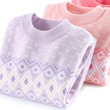 Girls sweater children's pure cotton knitted sweater
