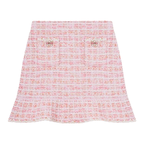 self-portrait 2024 spring and summer new style red pink plaid small fragrant knitted hip fishtail skirt