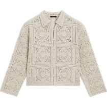 Early autumn new style Massimo Dutti 2024 womens small fragrance style French heavy industry crochet short long-sleeved shirt 05135675710