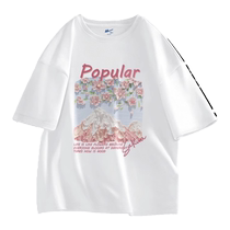 Pull back short-sleeved mens and womens cherry blossom season 2024 new summer design versatile casual atmosphere couple wear T-shirt