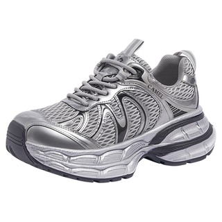 [迪丽热巴同款]骆驼银月2代老爹鞋女2025秋新款厚底增高跑步运动