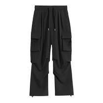Pull-back overalls mens 2024 summer new heavyweight casual versatile mens straight-leg assault pants sweatpants summer