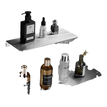 304 stainless steel wall flat plate bathroom sink mirror front partition storage rack no punching kitchen storage