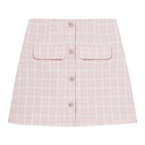 self-portrait 2024 spring and summer new red and pink plaid woven tweed small fragrant skirt