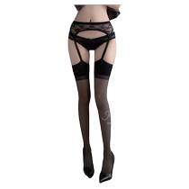 3 - pieces of pure - style couples longing in one lace white stockings with black silk in ultra - thin sexy stockings