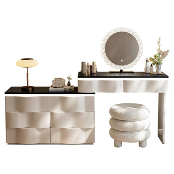 2026 new solid wood dressing table modern bedroom simple dressing table bucket cabinet integrated small storage cabinet makeup mirror