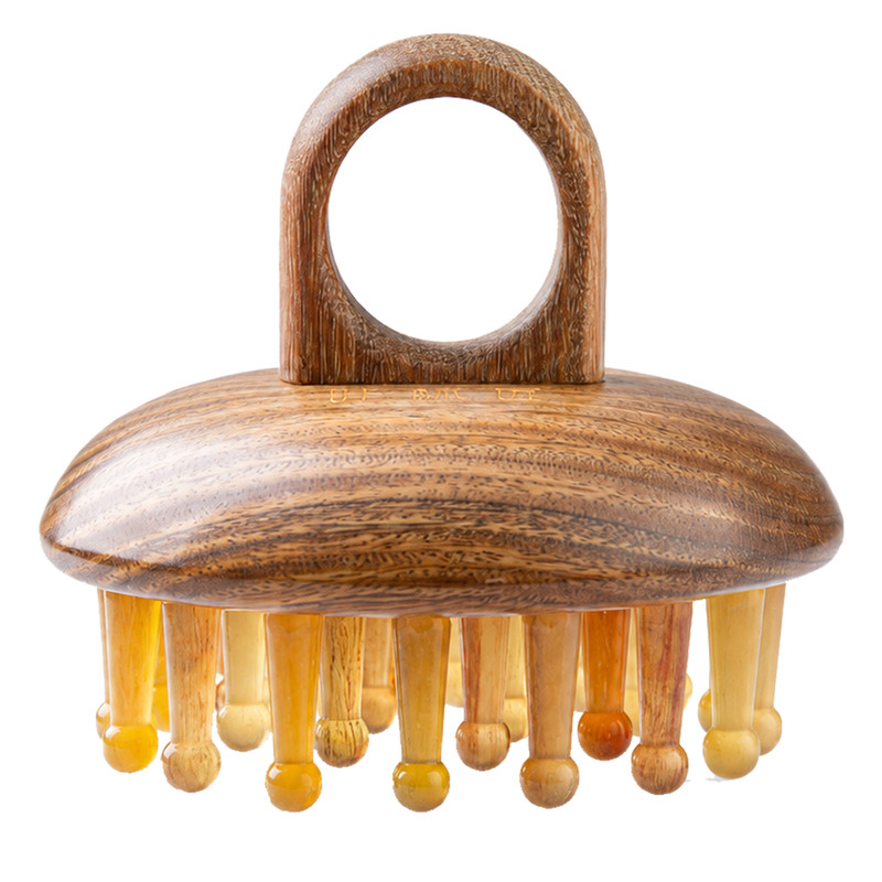 Ye Shujiang green sandalwood horn ring scalp massage comb