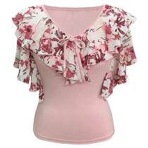 Morden dance blouses женский новый V neckline princle lotus ballroom dancing national standing latin dancer practis utility