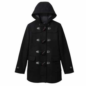 Thickened mid-length horn button wool coat