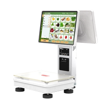 AI Intelligent Weighing Cashing Machine Double Screen Touch Screen Collection Silver Scale Fruit Fresh Supermarket Snacks Convenience Store Cooked Food Vegetable Electronic Scale Cashing Machine Electronic Scale Cashing Machine Cashing