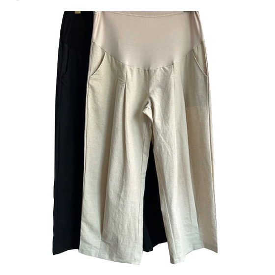 
Cotton and linen wide-leg pants for pregnant women nine-point summer thin style wear 2025 new versatile slimming pants leggings
